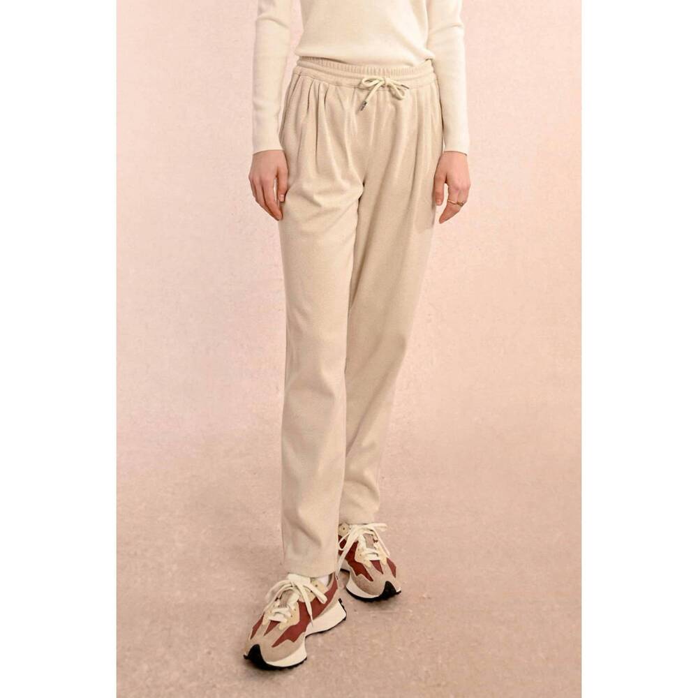 NEW MOLLY BRACKEN herringbone jogger pants in cream